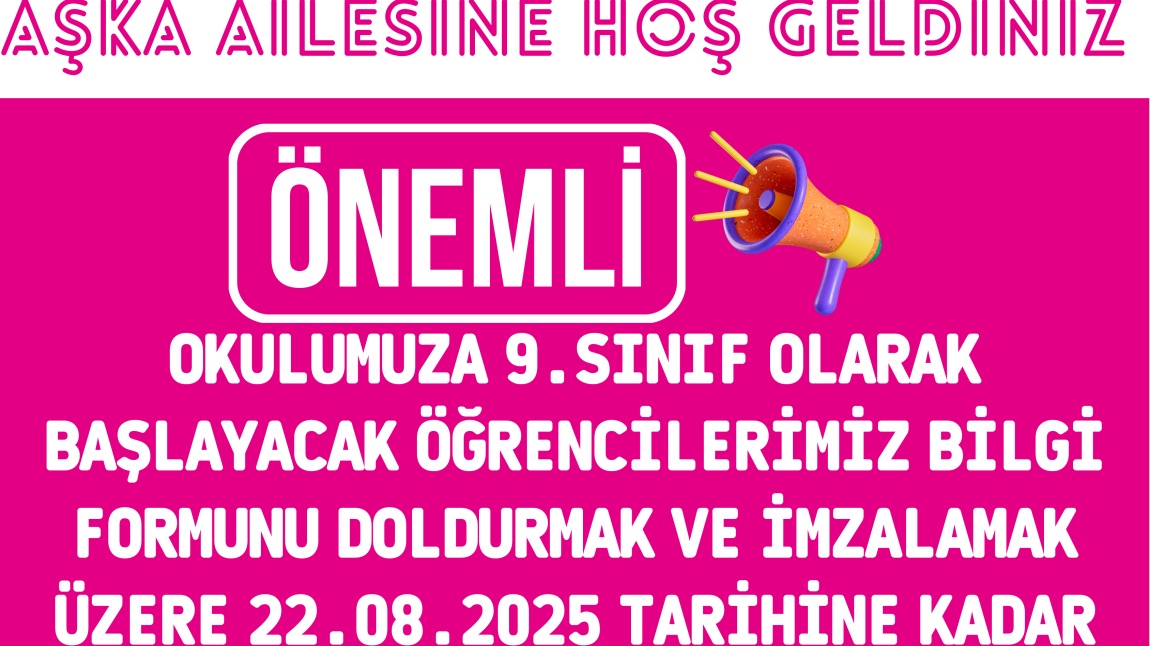 9.SINIFA YENİ BAŞLAYACAK ÖĞRENCİLER